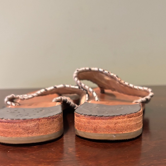 Palm Beach Gray and Silver Leather Sandals - Picture 3 of 6